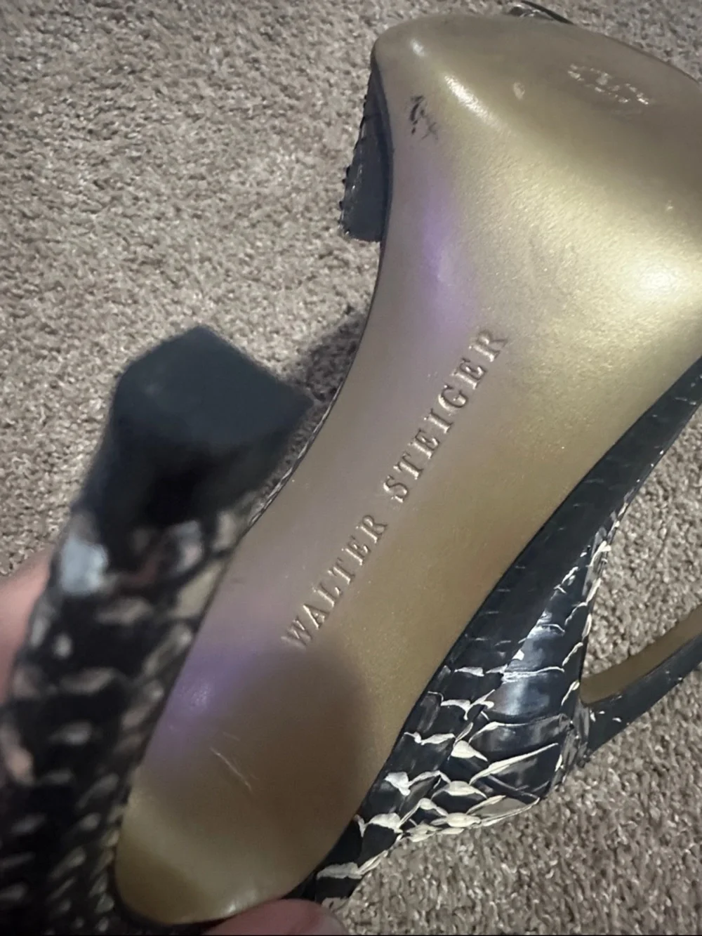 Walter Steiger Faux  Snakeskin Scalloped Heels